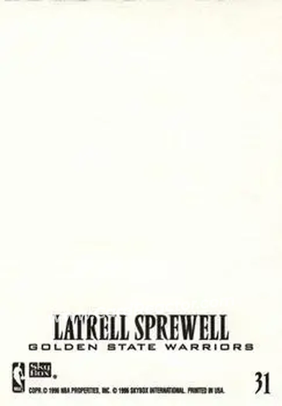 1996-97 SkyBox Z-Force - Z-Cling #31 - Latrell Sprewell - Golden State Warriors - Back