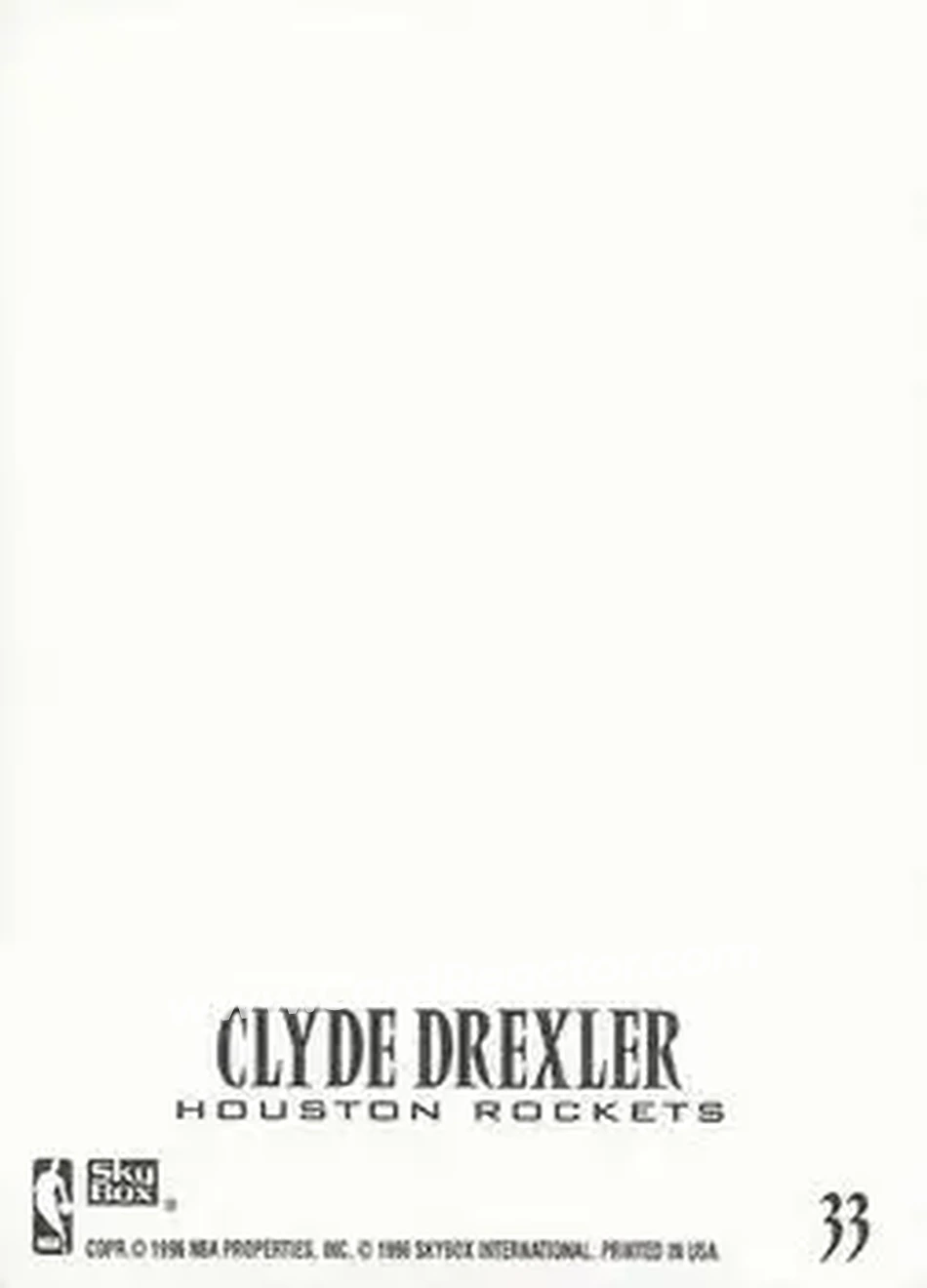 1996-97 SkyBox Z-Force - Z-Cling #33 - Clyde Drexler - Houston Rockets - Back