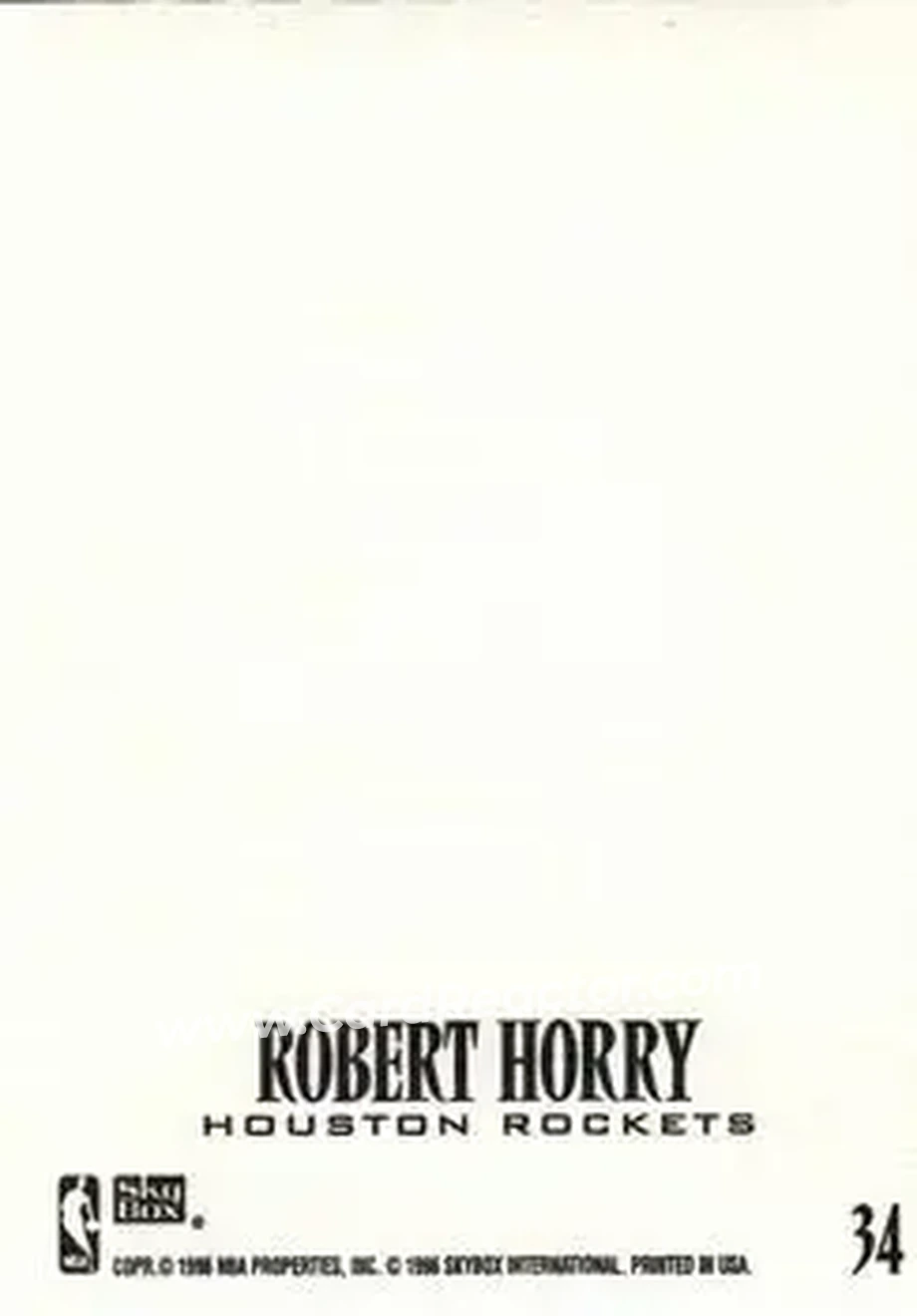 1996-97 SkyBox Z-Force - Z-Cling #34 - Robert Horry - Houston Rockets - Back