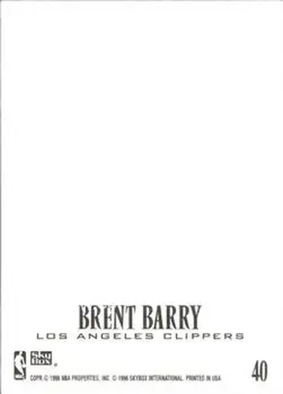 1996-97 SkyBox Z-Force - Z-Cling #40 - Brent Barry - Los Angeles Clippers - Back
