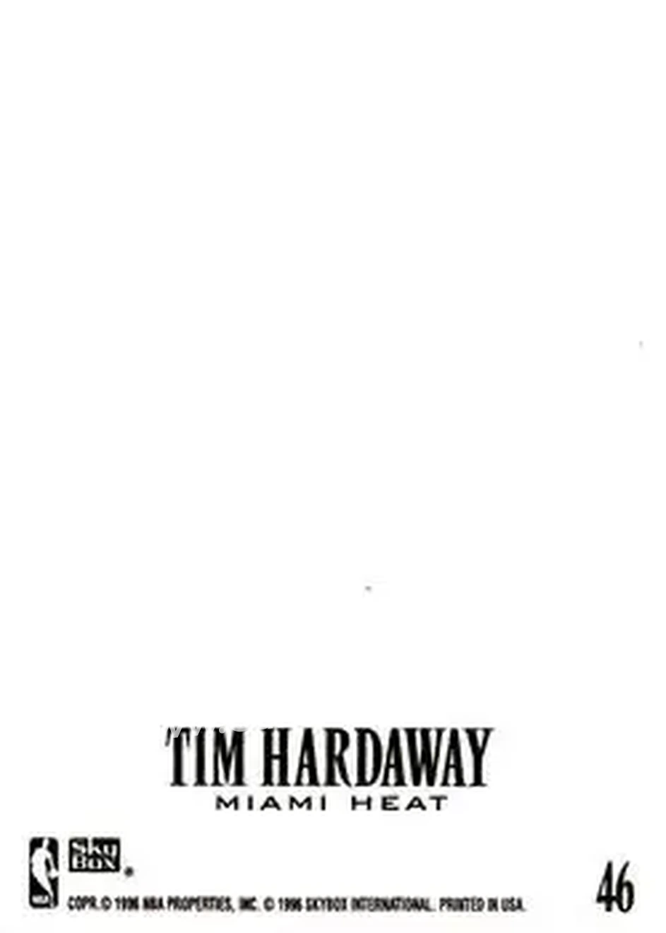 1996-97 SkyBox Z-Force - Z-Cling #46 - Tim Hardaway - Miami Heat - Back