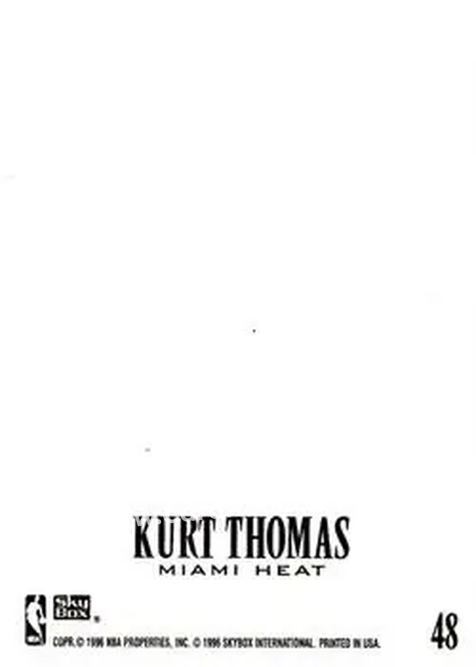 1996-97 SkyBox Z-Force - Z-Cling #48 - Kurt Thomas - Miami Heat - Back