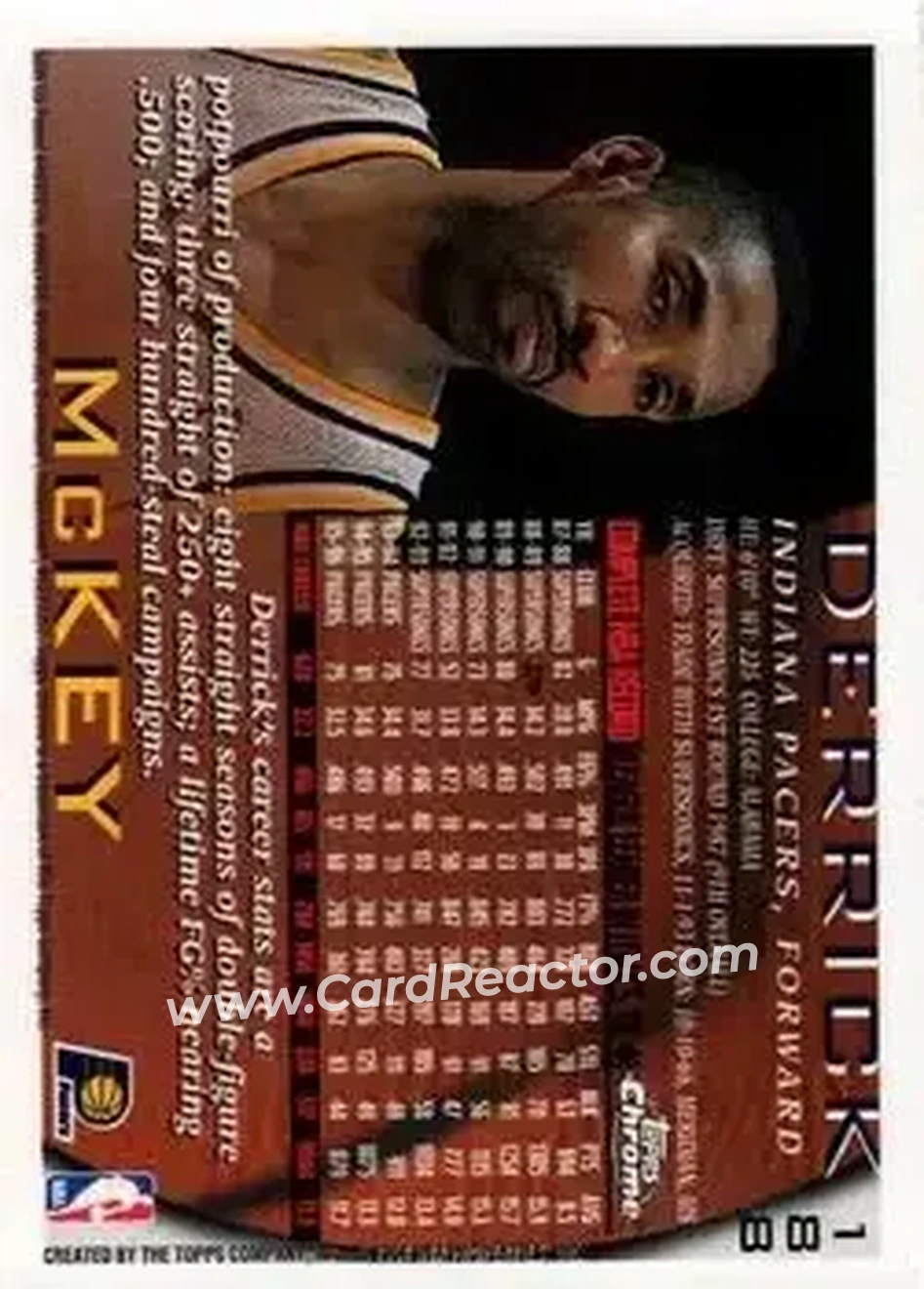 1996-97 Topps Chrome #188 - Derrick McKey - Indiana Pacers - Back