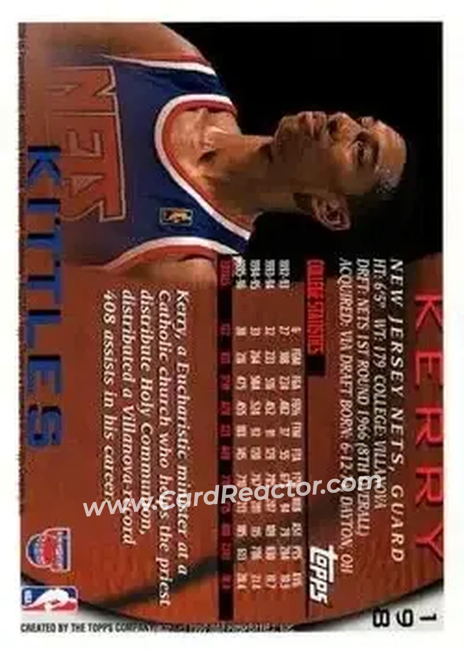 1996-97 Topps Chrome #198 - Kerry Kittles - New Jersey Nets - Back
