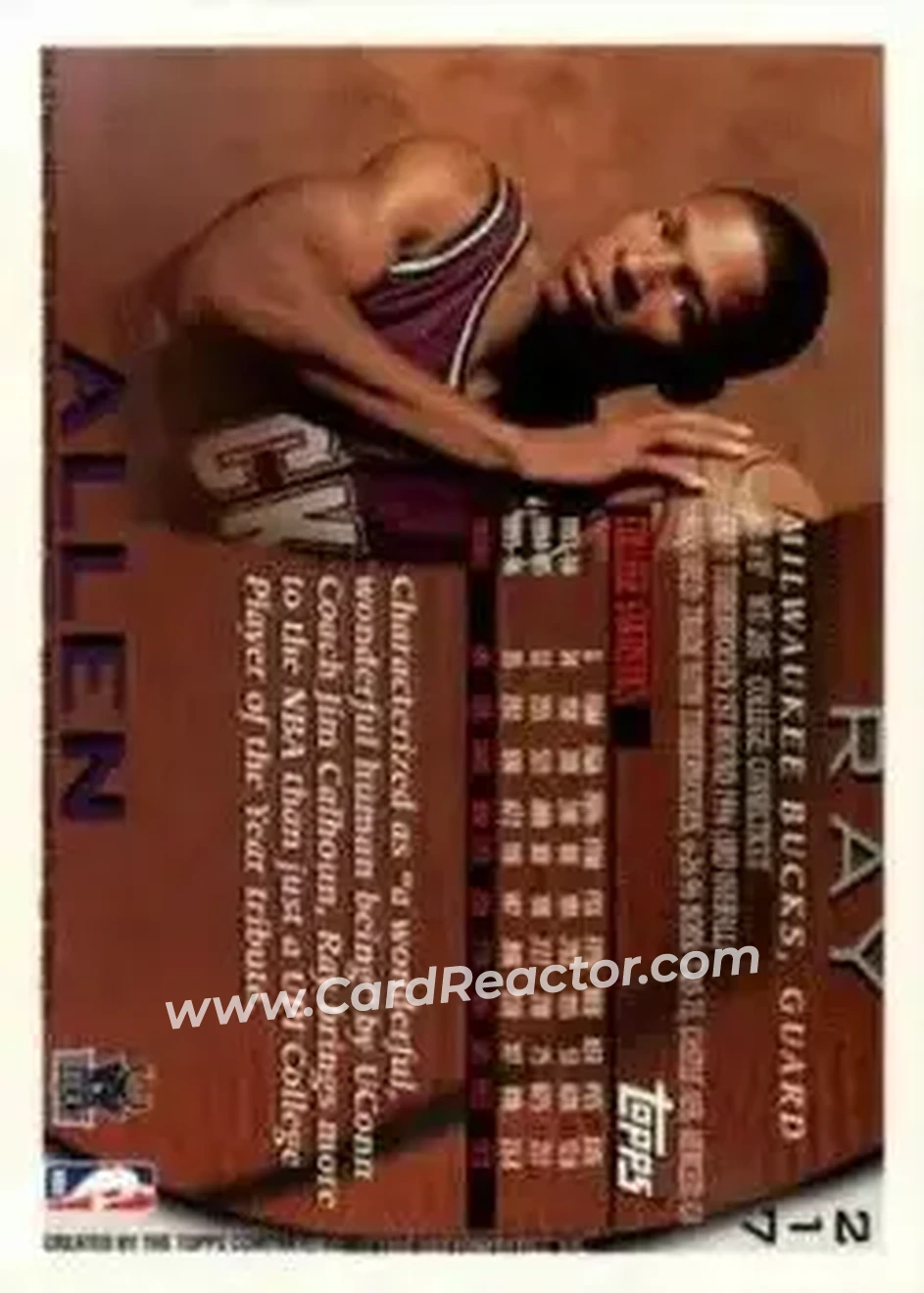 1996-97 Topps Chrome #217 - Ray Allen - Milwaukee Bucks - Back