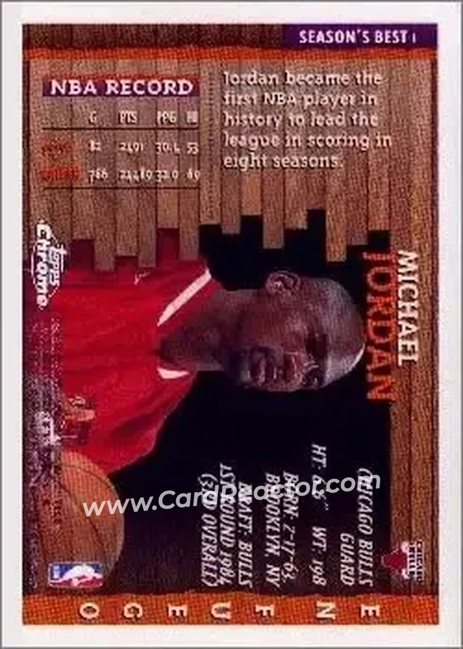 1996-97 Topps Chrome - Season's Best #1 - Michael Jordan - Chicago Bulls - Back