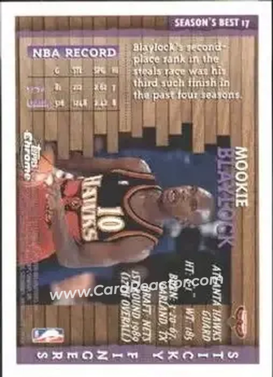 1996-97 Topps Chrome - Season's Best #17 - Mookie Blaylock - Atlanta Hawks - Back