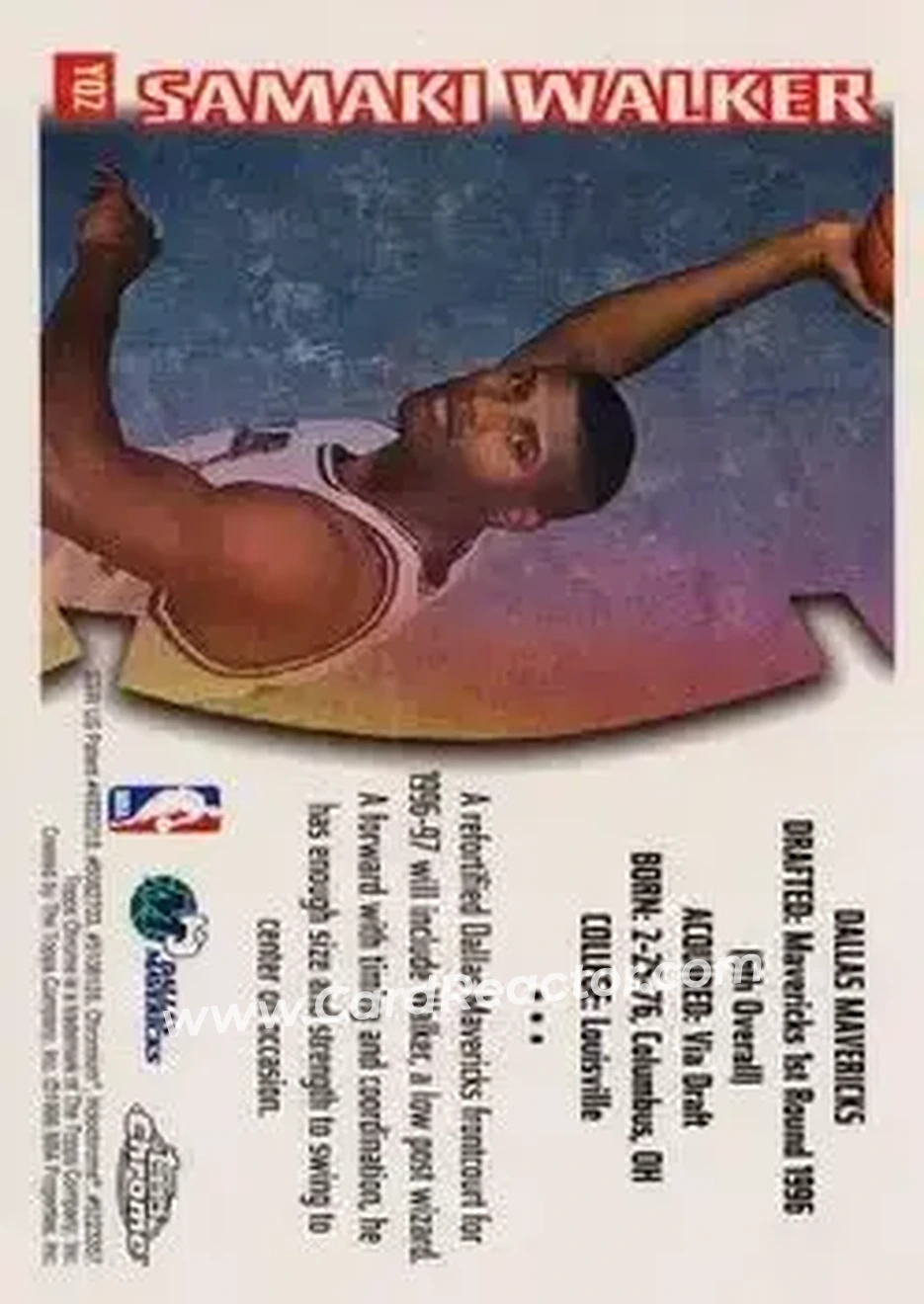 1996-97 Topps Chrome - Youthquake #YQ2 - Samaki Walker - Dallas Mavericks - Back
