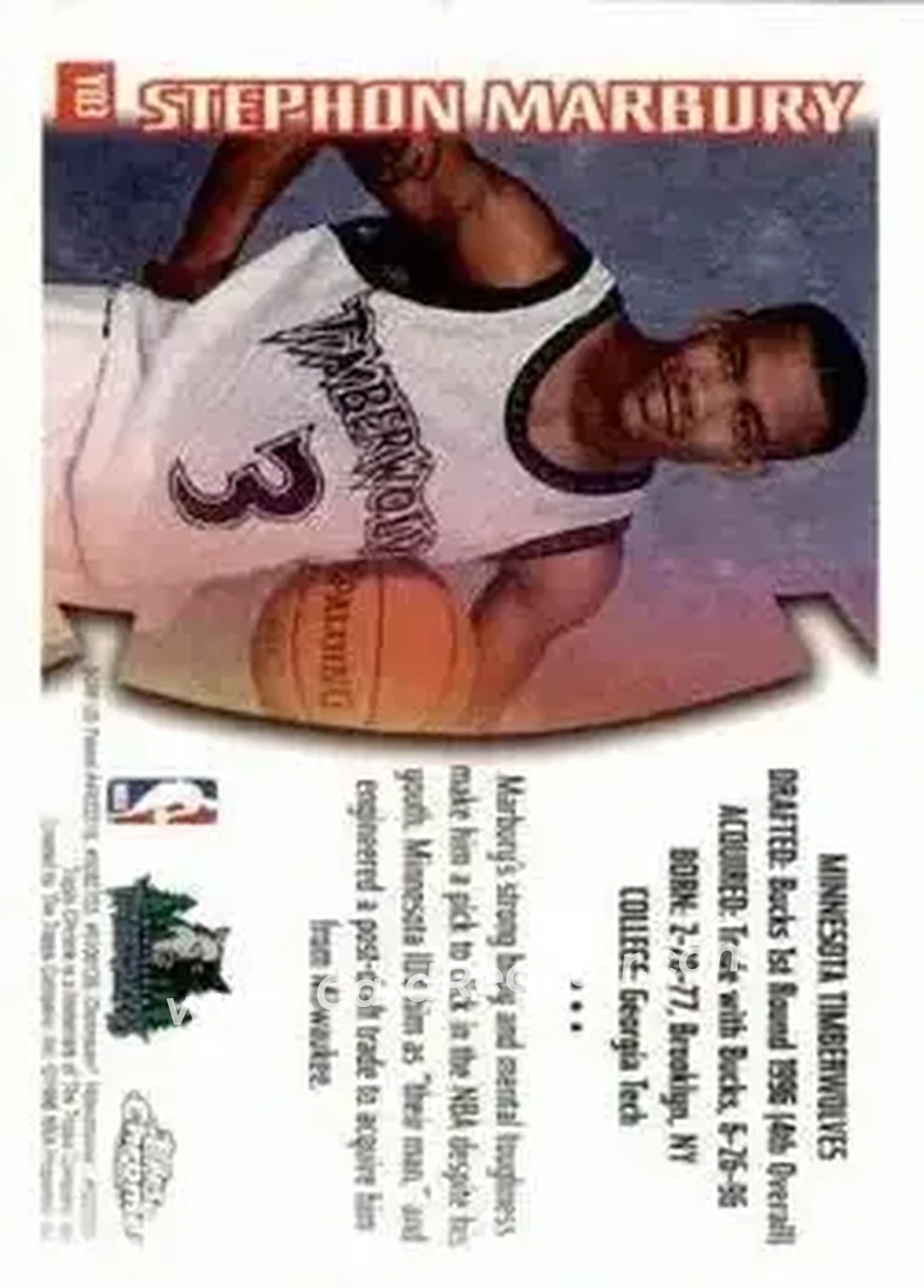 1996-97 Topps Chrome - Youthquake #YQ3 - Stephon Marbury - Minnesota Timberwolves - Back