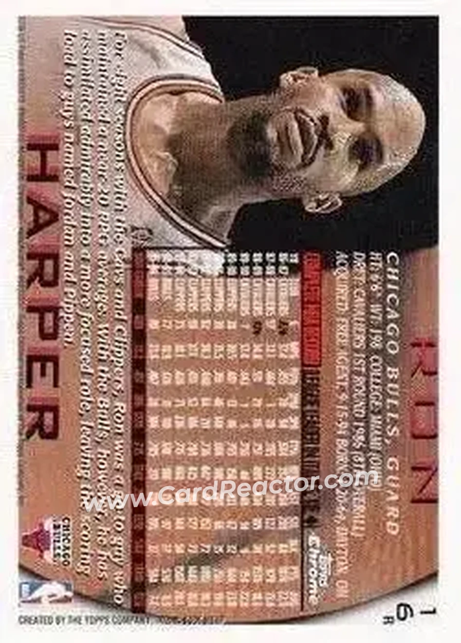 1996-97 Topps Chrome - Refractors #16R - Ron Harper - Chicago Bulls - Back