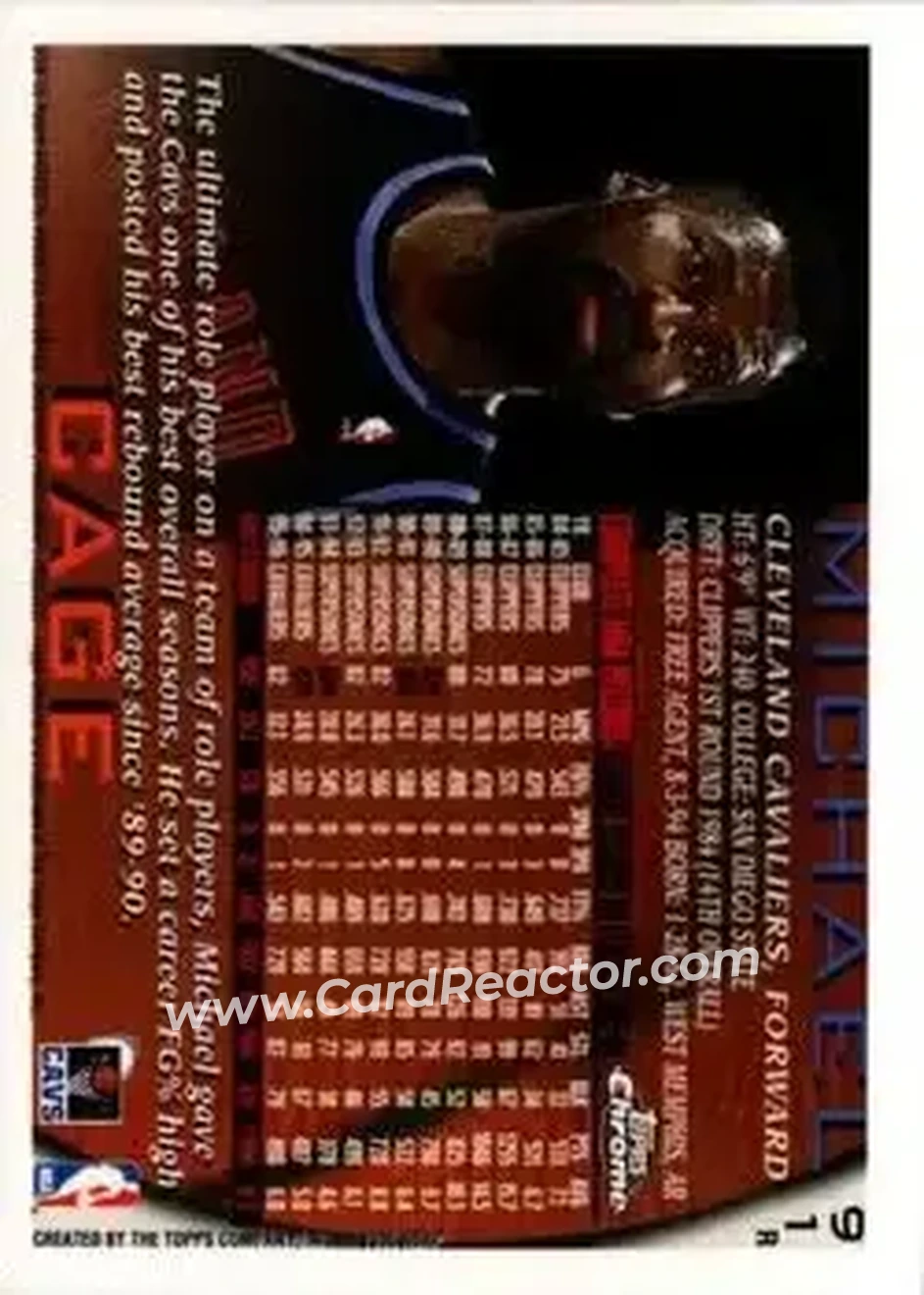 1996-97 Topps Chrome - Refractors #91R - Michael Cage - Cleveland Cavaliers - Back