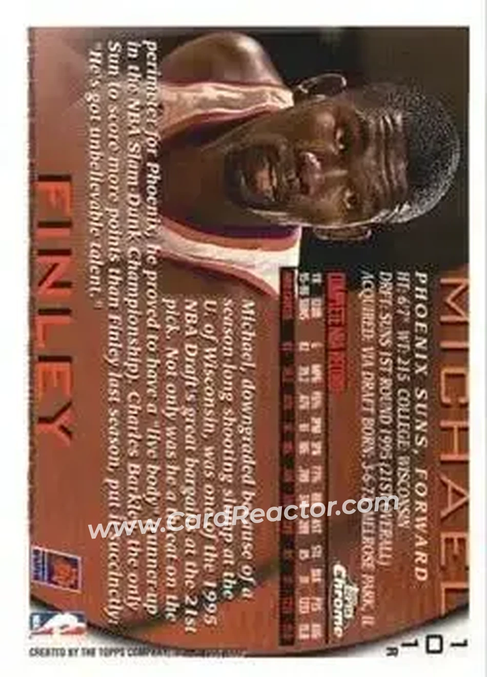 1996-97 Topps Chrome - Refractors #101R - Michael Finley - Phoenix Suns - Back