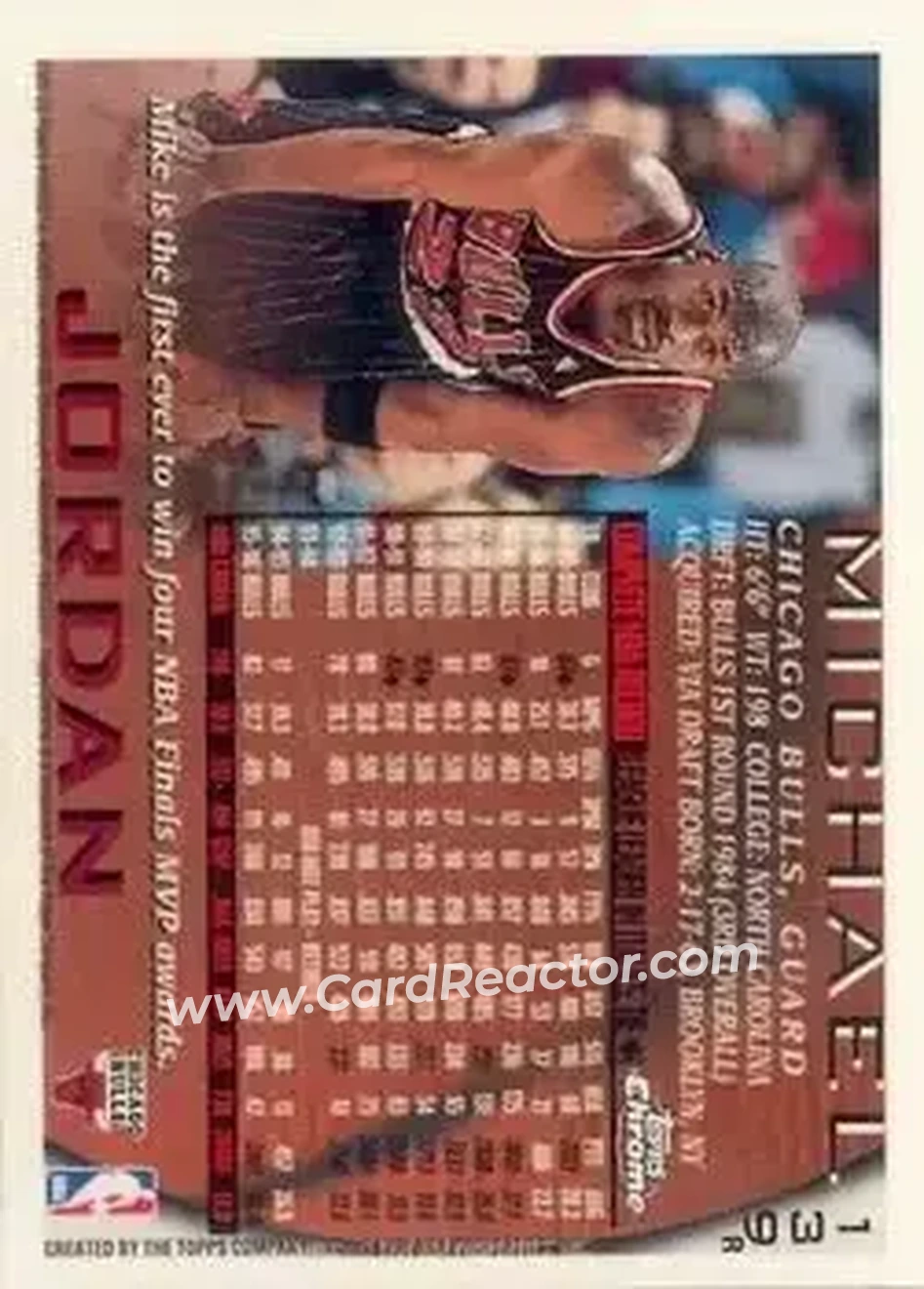 1996-97 Topps Chrome - Refractors #139R - Michael Jordan - Chicago Bulls - Back