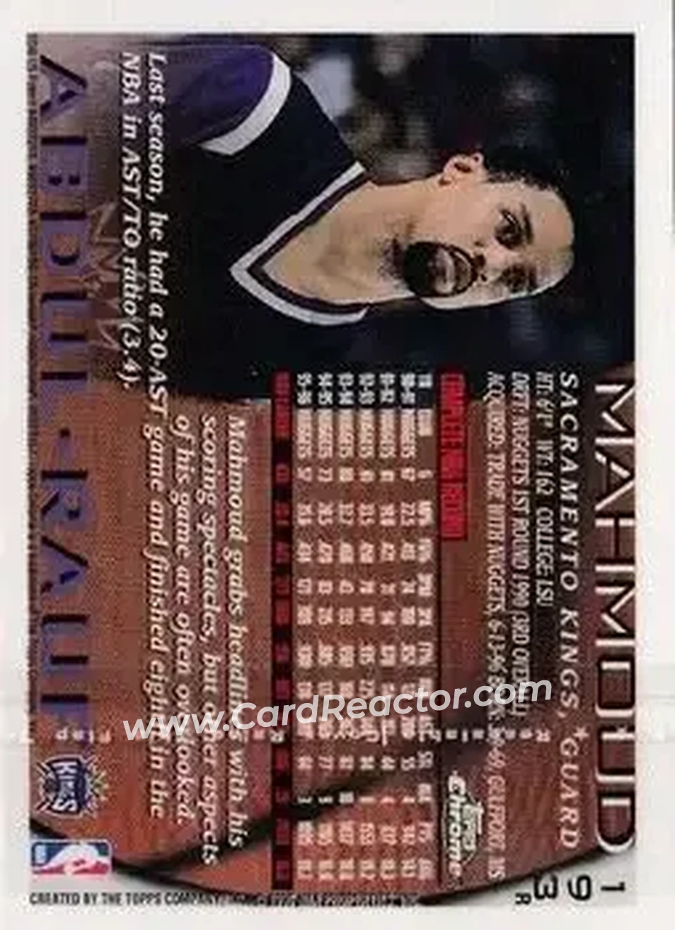 1996-97 Topps Chrome - Refractors #193R - Mahmoud Abdul-Rauf - Sacramento Kings - Back