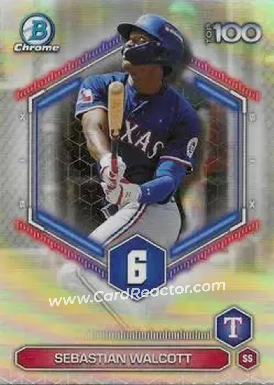 2026 Bowman - Bowman Scouts' Top 100 #BTP-6 - Sebastian Walcott - Texas Rangers - Front