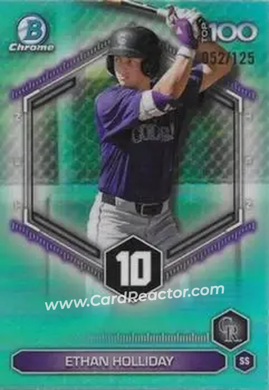 2026 Bowman - Bowman Scouts' Top 100 Aqua Refractors #BTP-10 - Ethan Holliday - Colorado Rockies - Front
