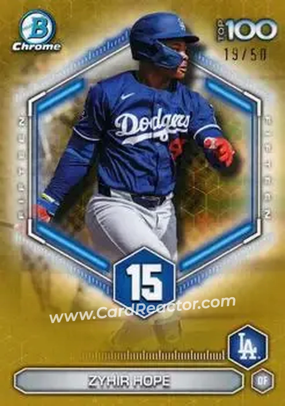2026 Bowman - Bowman Scouts' Top 100 Gold Refractors #BTP-15 - Zyhir Hope - Los Angeles Dodgers - Front