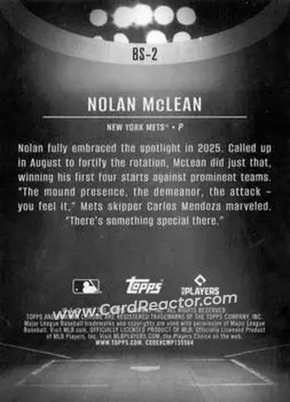 2026 Bowman - Bowman Spotlights #BS-2 - Nolan McLean - New York Mets - Back