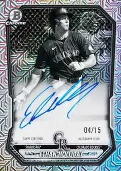 2026 Bowman - Chrome Autographs Mojo Black and White Refractors #BMA-EH - Ethan Holliday - Colorado Rockies