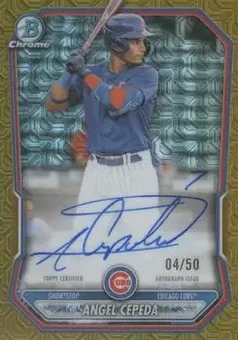 2026 Bowman - Chrome Autographs Mojo Gold Refractors #BMA-AC - Angel Cepeda - Chicago Cubs