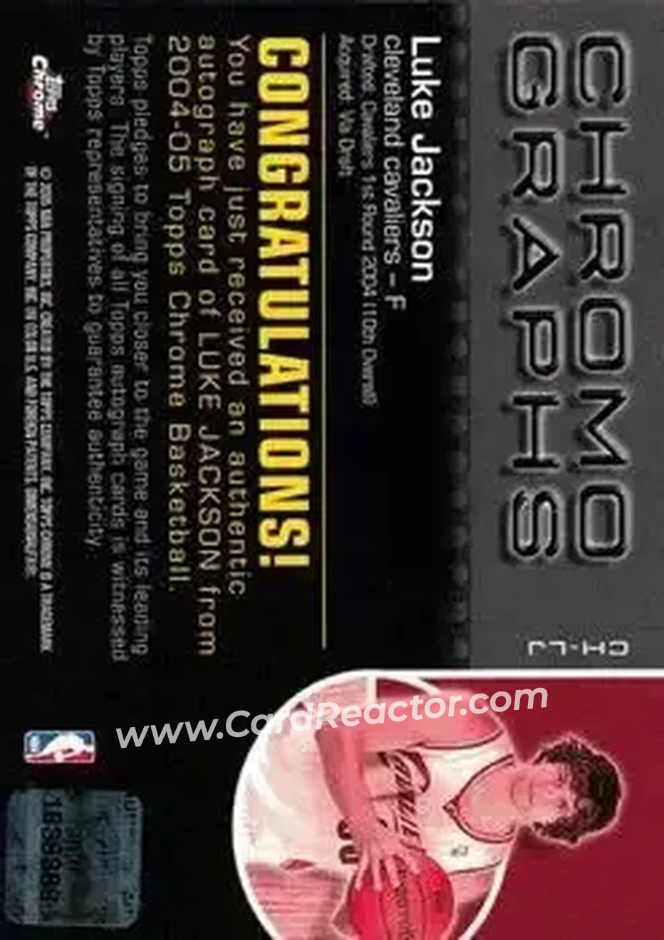 2004-05 Topps Chrome - Chromographs #CH-LJ - Luke Jackson - Cleveland Cavaliers - Back