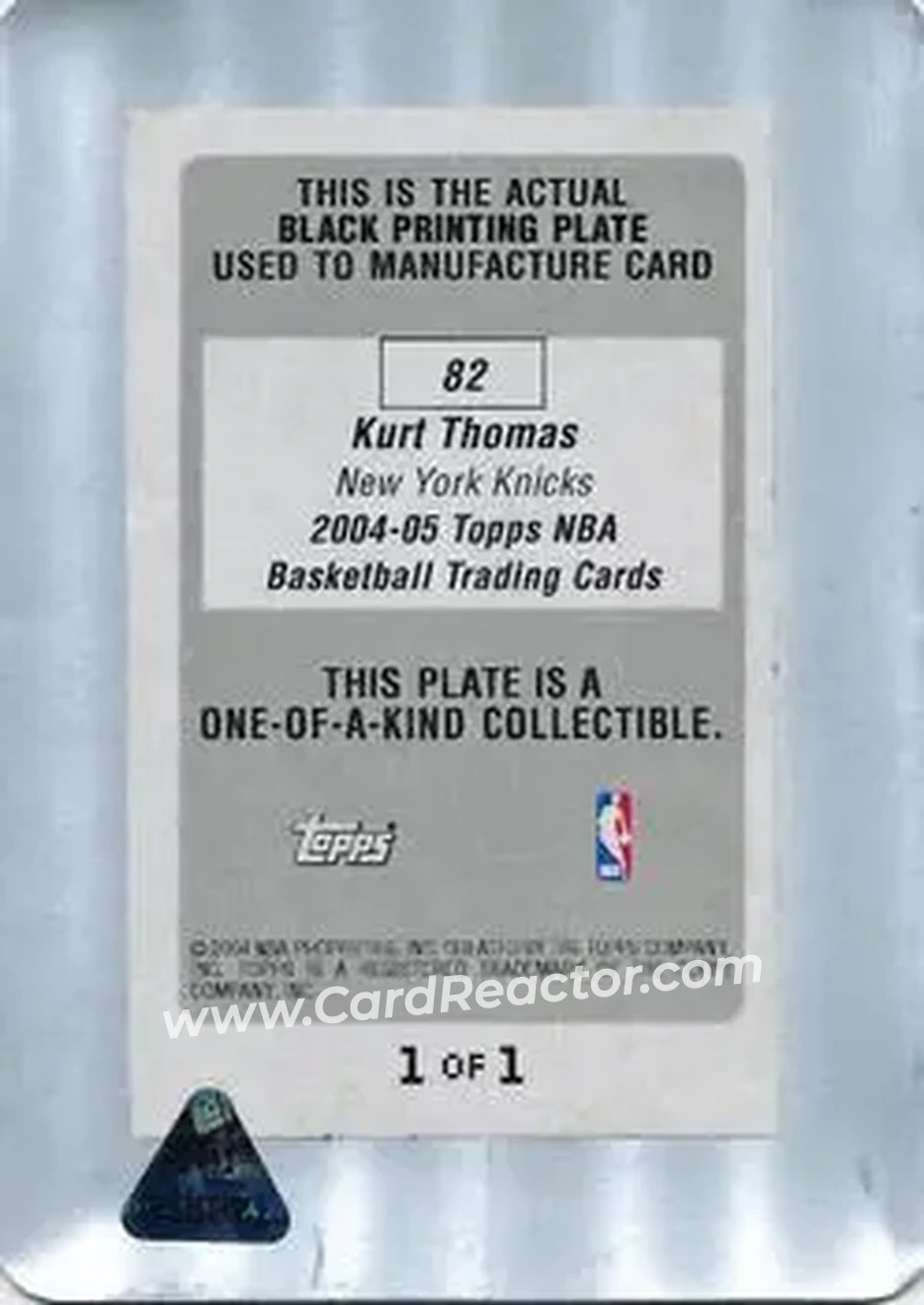 2004-05 Topps Chrome - Printing Plates Black #82 - Kurt Thomas - New York Knicks - Back