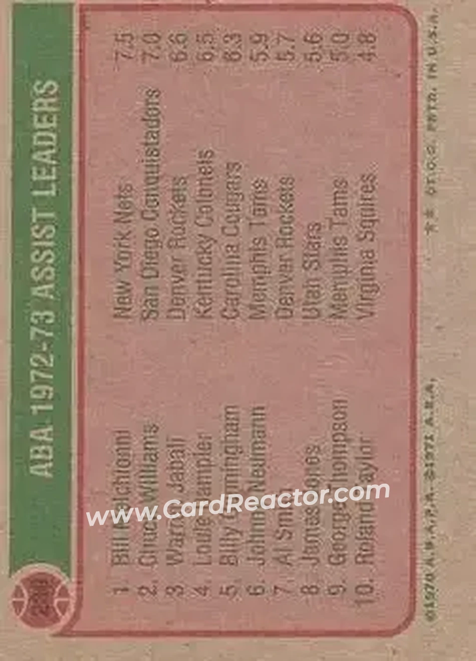 1973-74 Topps #239 - Card #239 - Back 1973-74 Topps #239 - Card #239 - Back