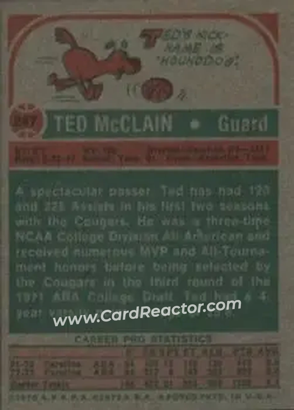 1973-74 Topps #247 - Ted McClain - Carolina Cougars - Back 1973-74 Topps #247 - Ted McClain - Carolina Cougars - Back