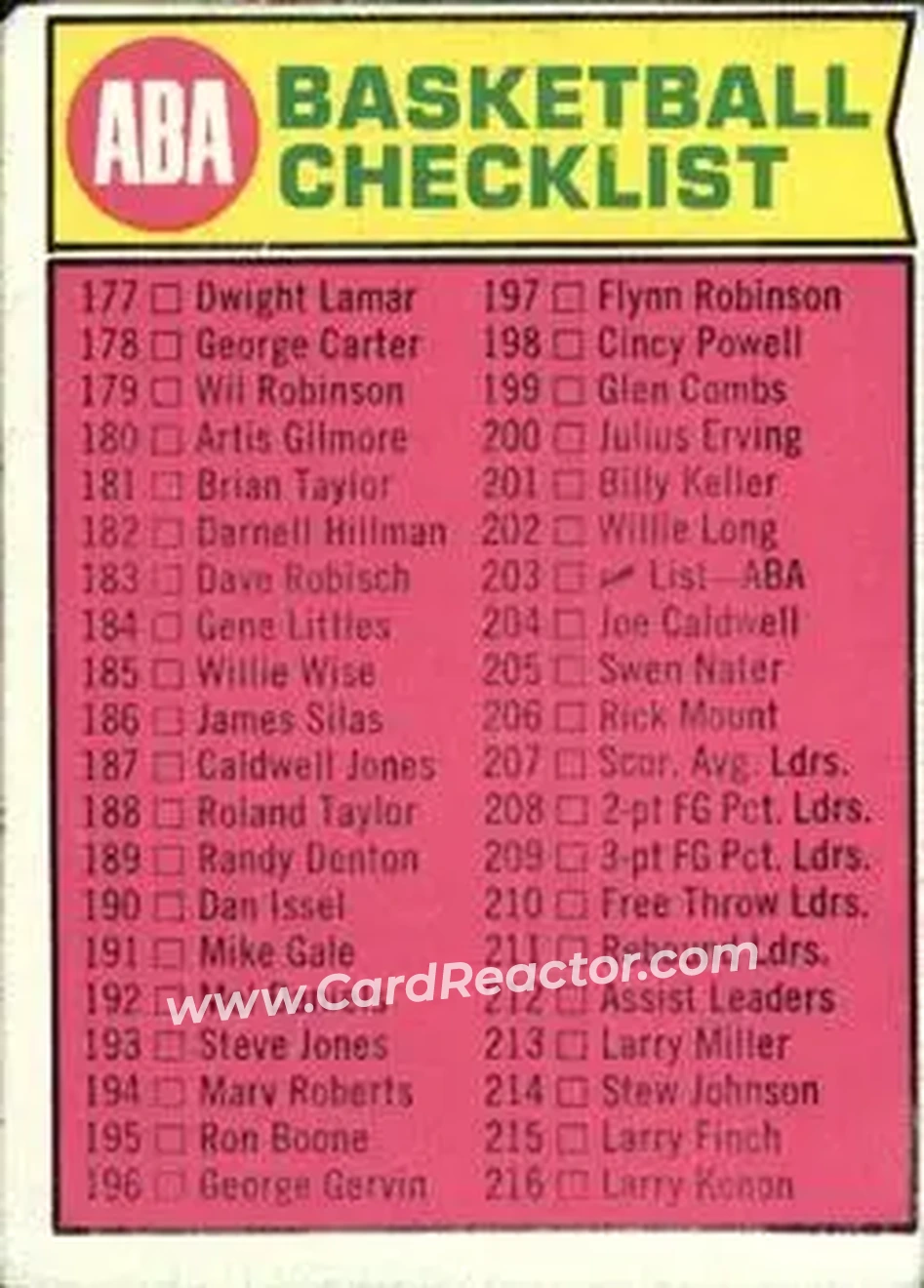 1974-75 Topps #203 - Card #203 - Front