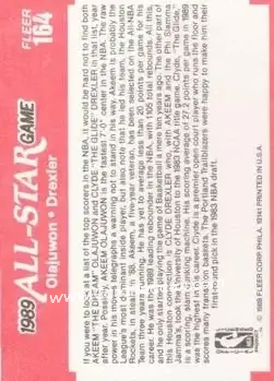 1989-90 Fleer #164 - Card #164 - Back
