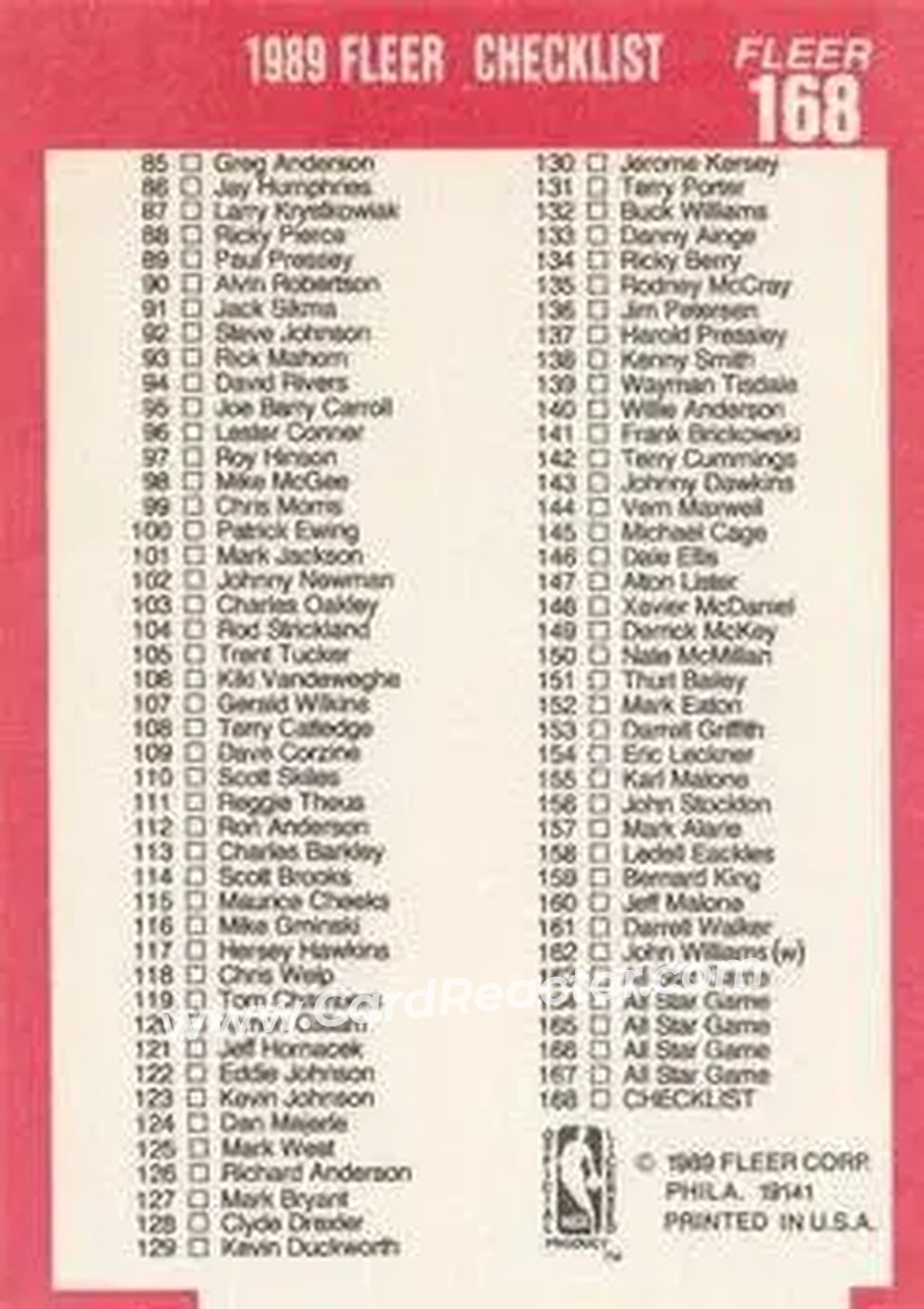 1989-90 Fleer #168 - Card #168 - Back