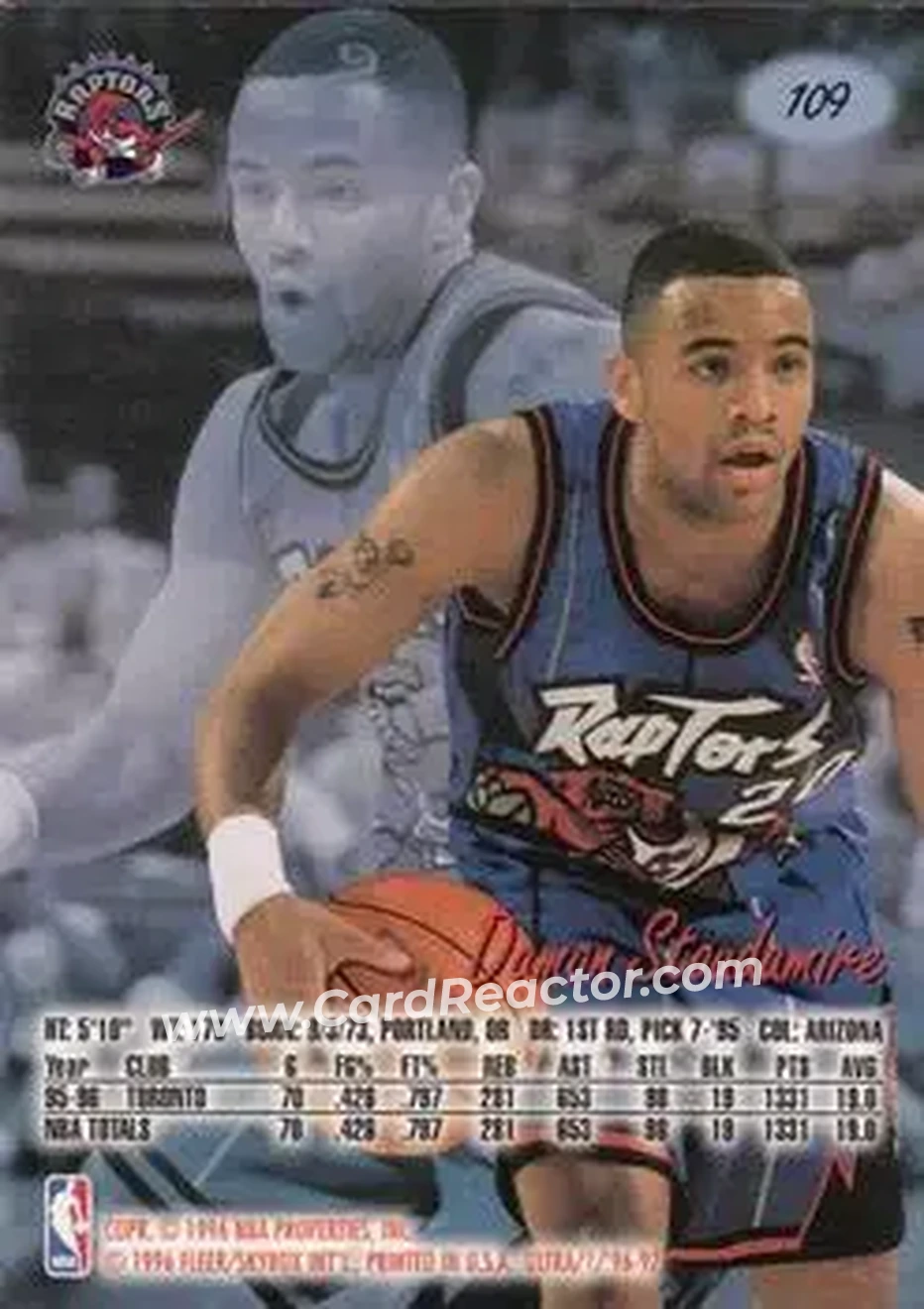 1996-97 Ultra #109 - Damon Stoudamire - Toronto Raptors - Back