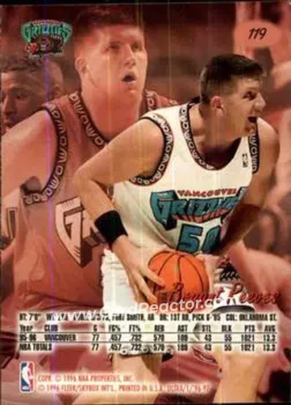 1996-97 Ultra #119 - Bryant Reeves - Vancouver Grizzlies - Back