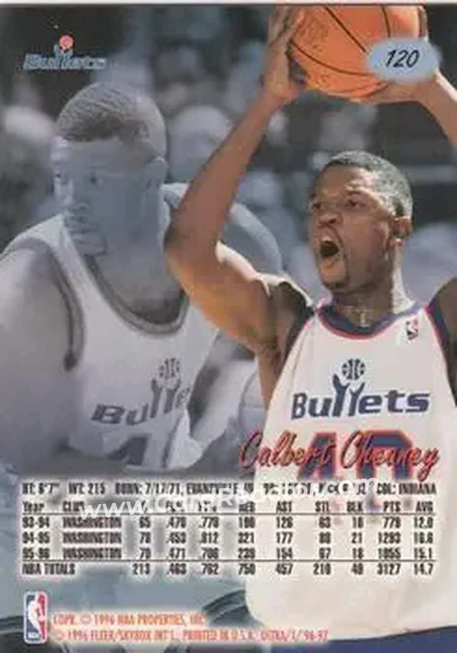 1996-97 Ultra #120 - Calbert Cheaney - Washington Bullets - Back