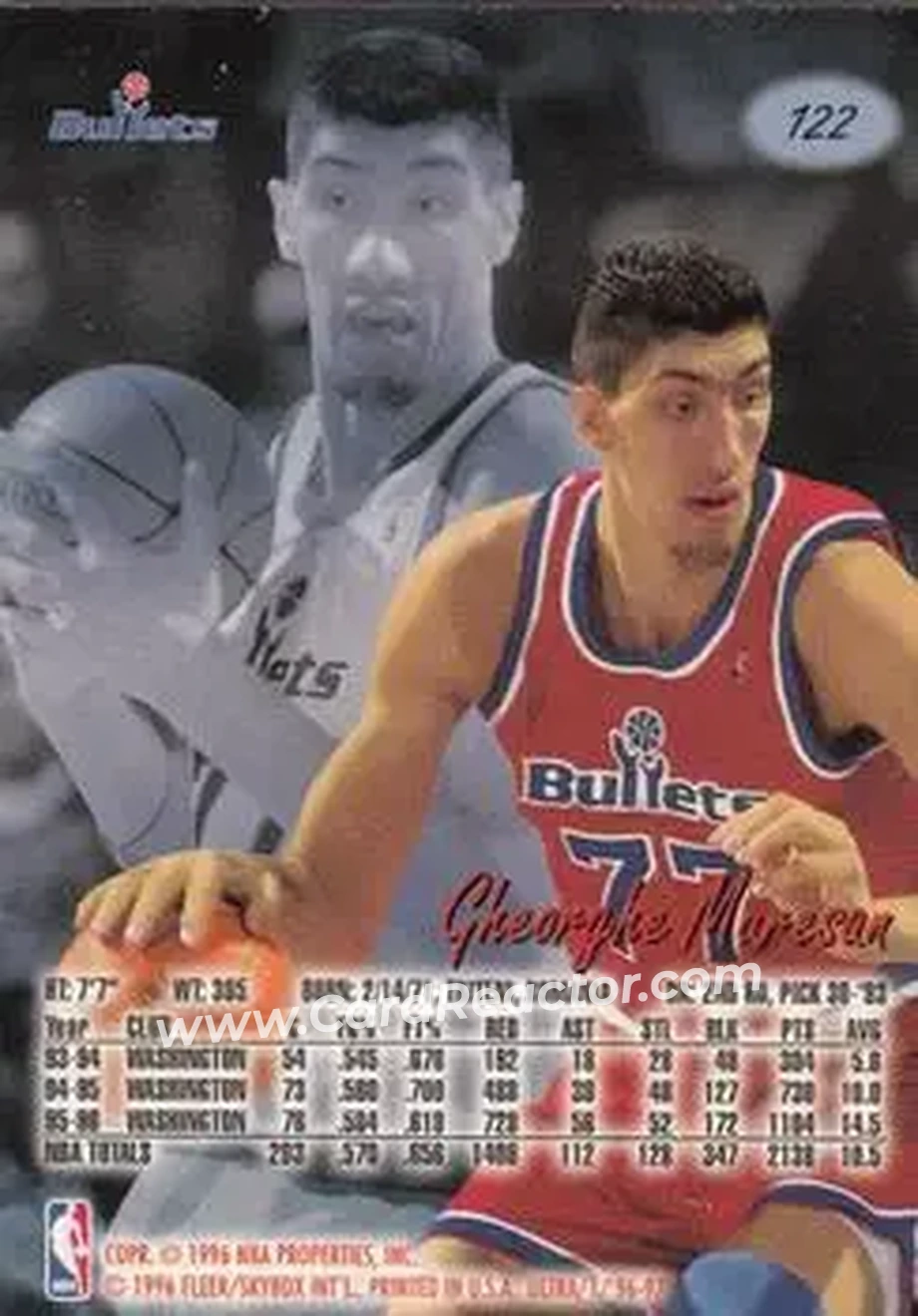 1996-97 Ultra #122 - Gheorghe Mureșan - Washington Bullets - Back