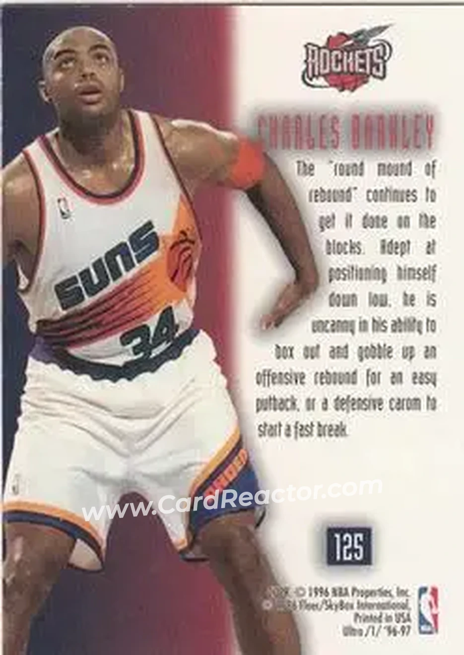 1996-97 Ultra #125 - Charles Barkley - Houston Rockets - Back