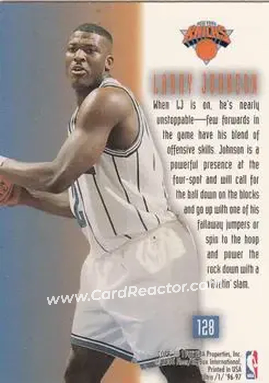 1996-97 Ultra #128 - Larry Johnson - New York Knicks - Back