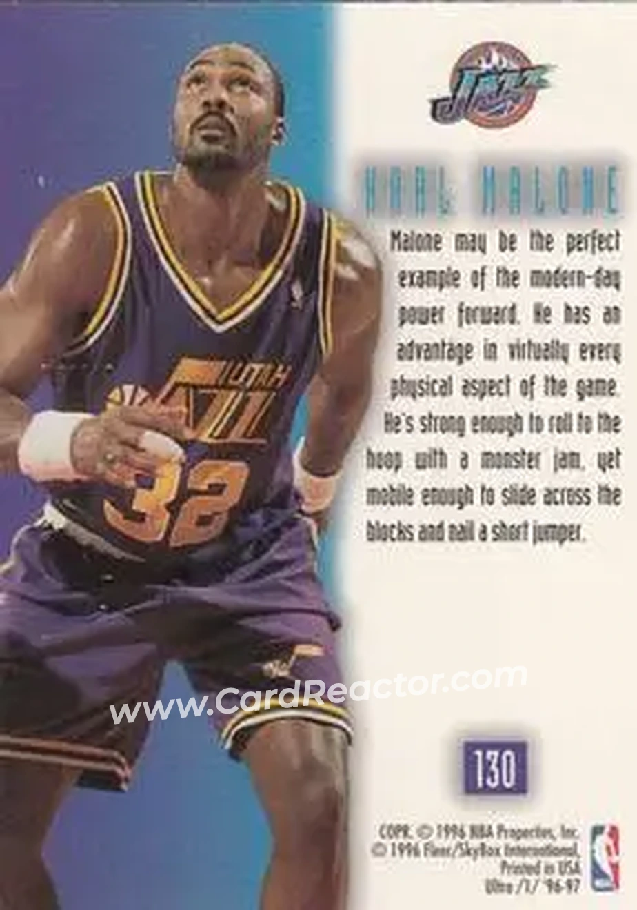 1996-97 Ultra #130 - Karl Malone - Utah Jazz - Back