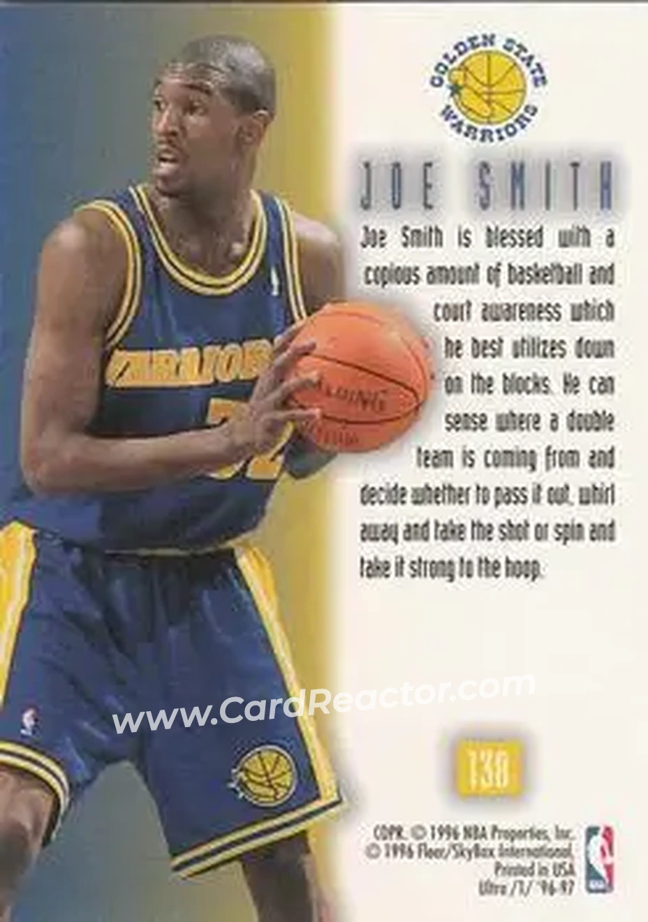 1996-97 Ultra #138 - Joe Smith - Golden State Warriors - Back