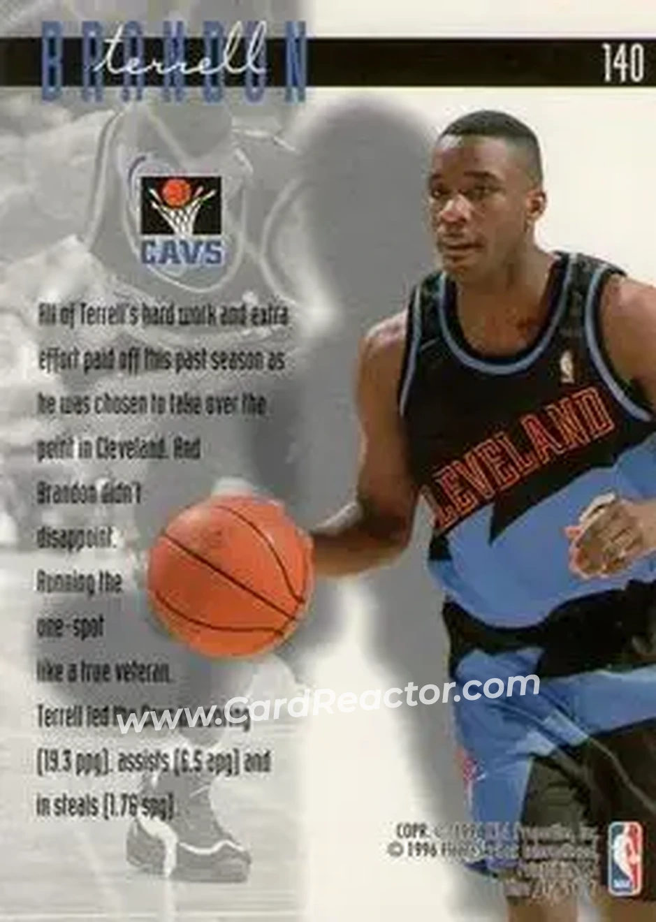 1996-97 Ultra #140 - Terrell Brandon - Cleveland Cavaliers - Back