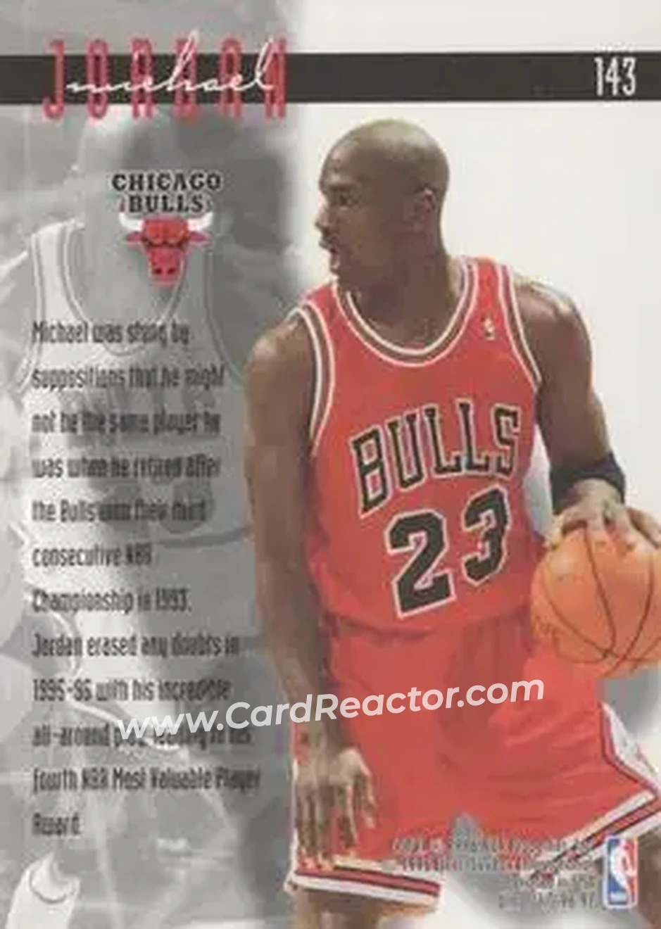 1996-97 Ultra #143 - Michael Jordan - Chicago Bulls - Back