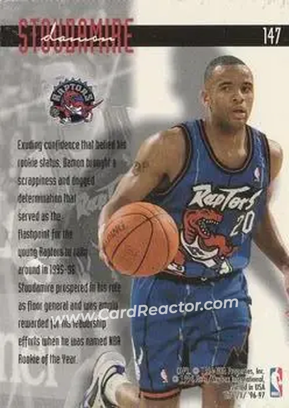 1996-97 Ultra #147 - Damon Stoudamire - Toronto Raptors - Back