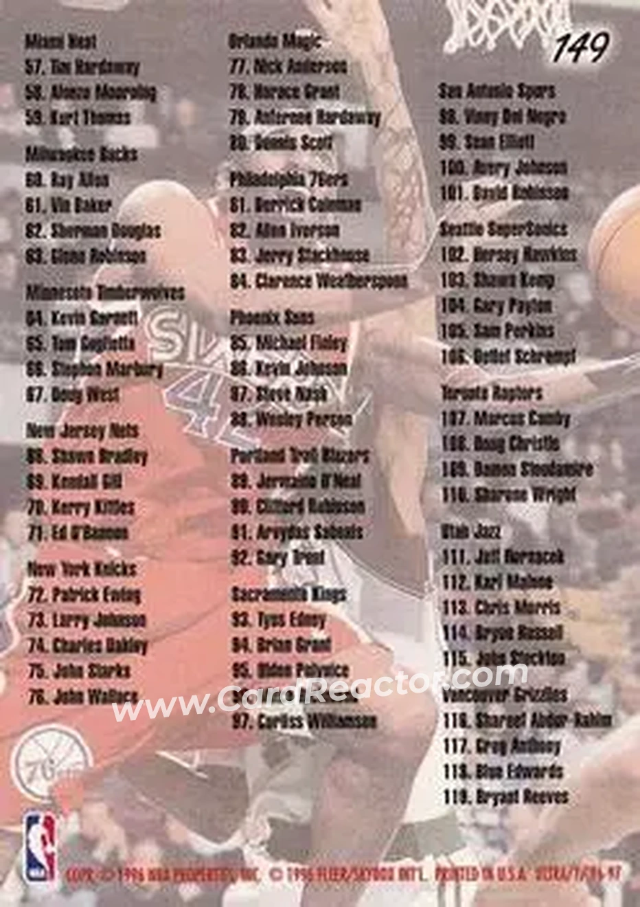 1996-97 Ultra #149 - Card #149 - Back