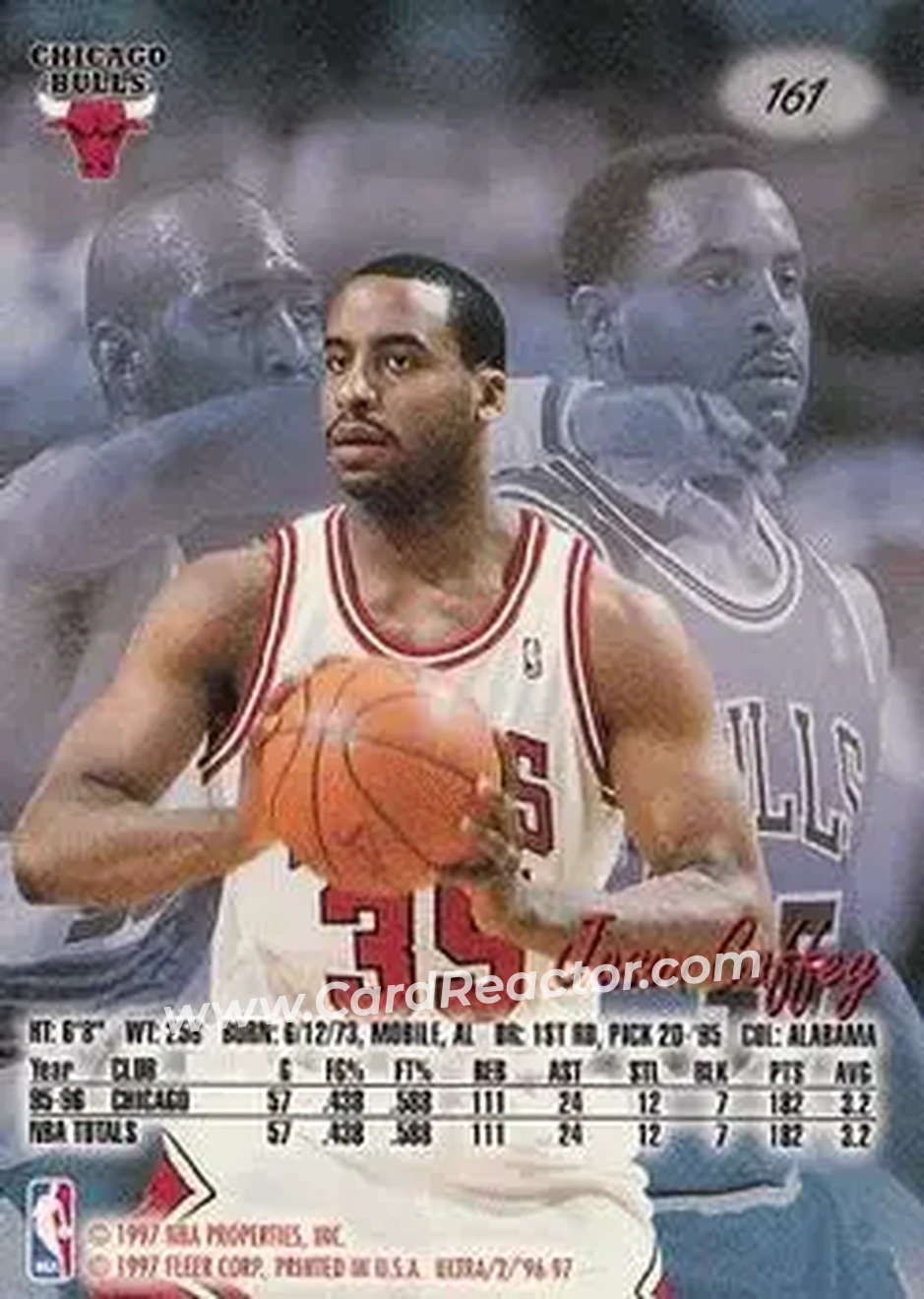 1996-97 Ultra #161 - Jason Caffey - Chicago Bulls - Back