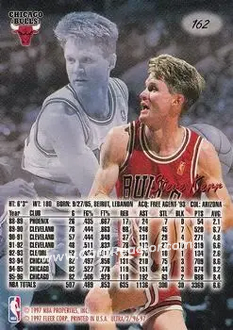 1996-97 Ultra #162 - Steve Kerr - Chicago Bulls - Back
