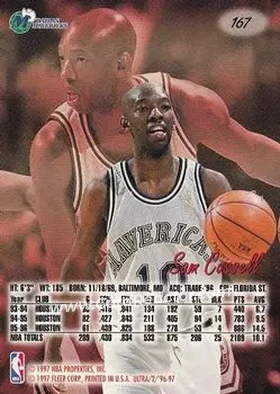 1996-97 Ultra #167 - Sam Cassell - Dallas Mavericks - Back