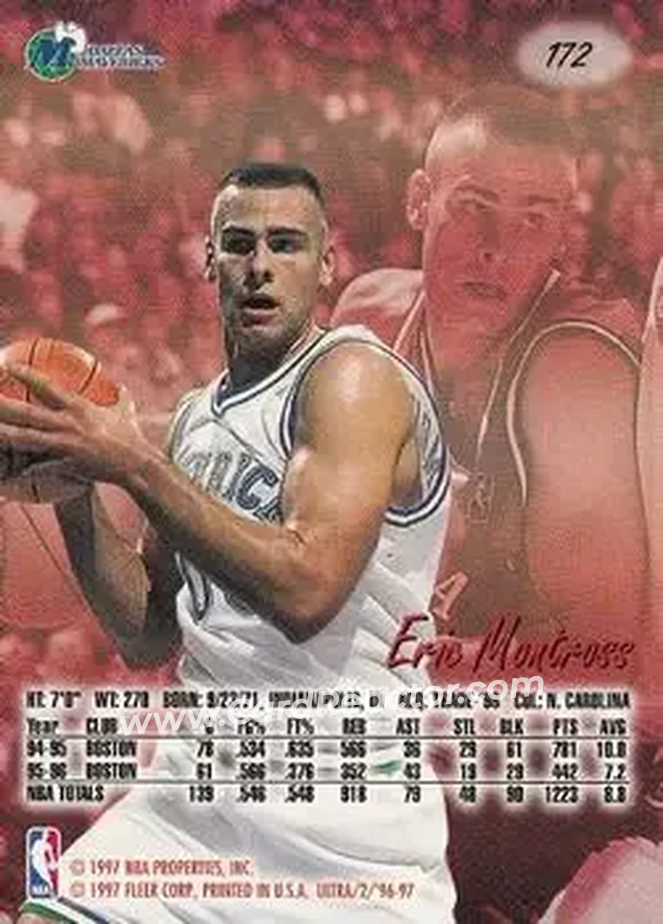 1996-97 Ultra #172 - Eric Montross - Dallas Mavericks - Back