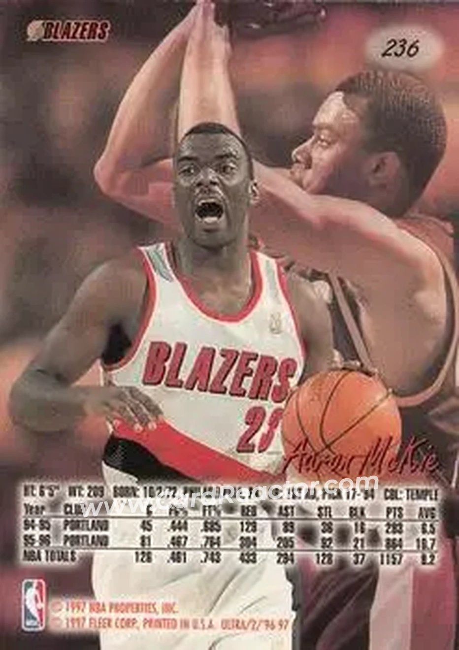 1996-97 Ultra #236 - Aaron McKie - Detroit Pistons - Back