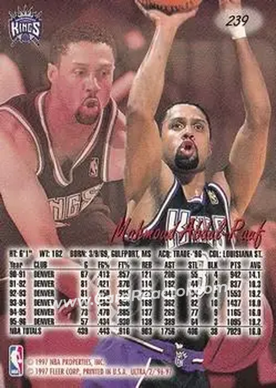1996-97 Ultra #239 - Mahmoud Abdul-Rauf - Sacramento Kings - Back
