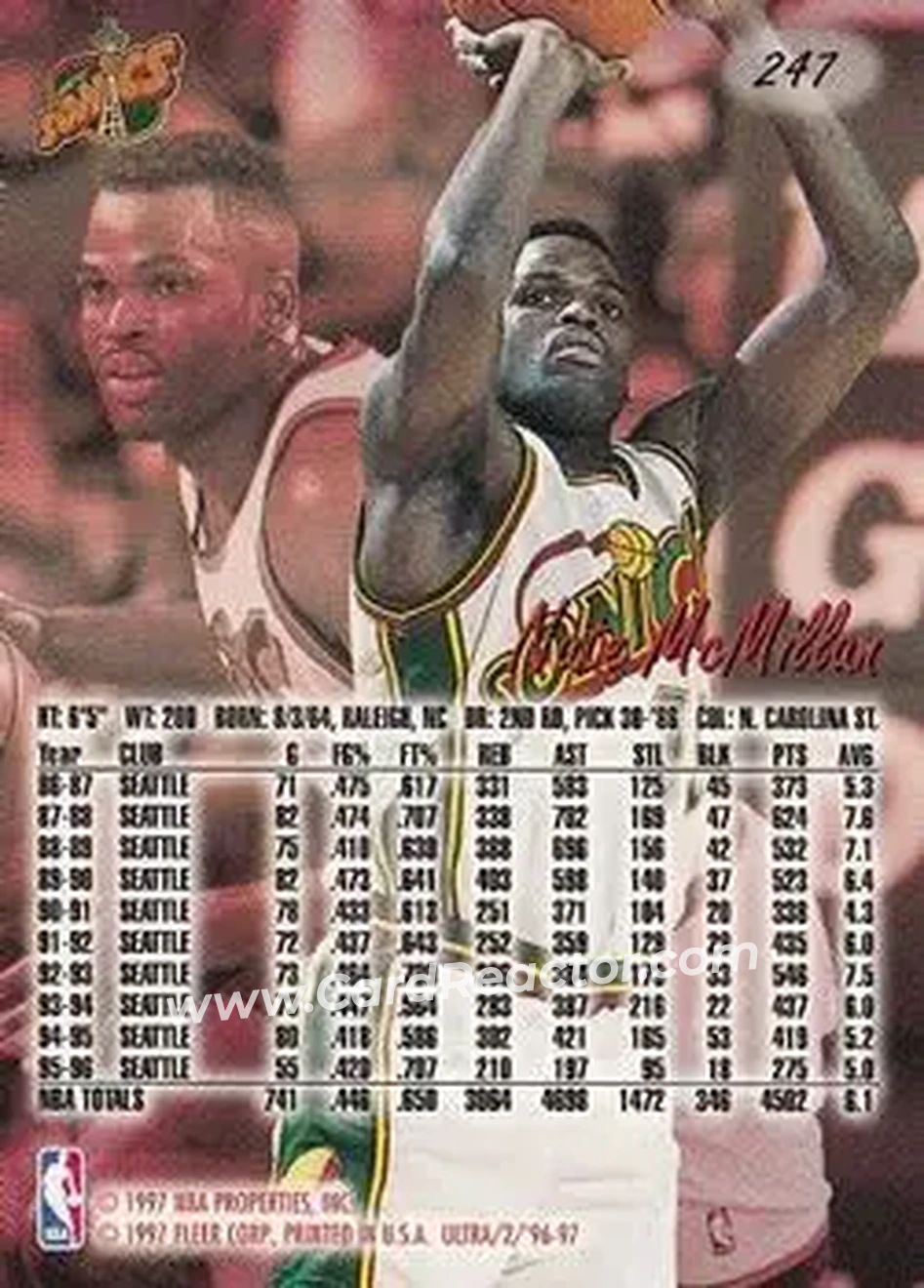 1996-97 Ultra #247 - Nate McMillan - Seattle SuperSonics - Back